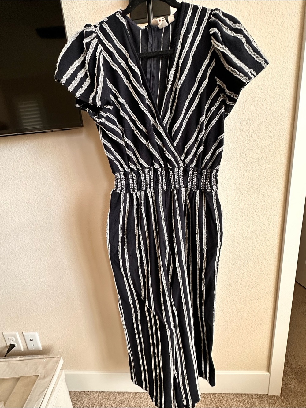 Dolan from Anthropologie navy and white jumpsuit. Size medium